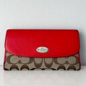 Coach Signature Brown & Red Wallet